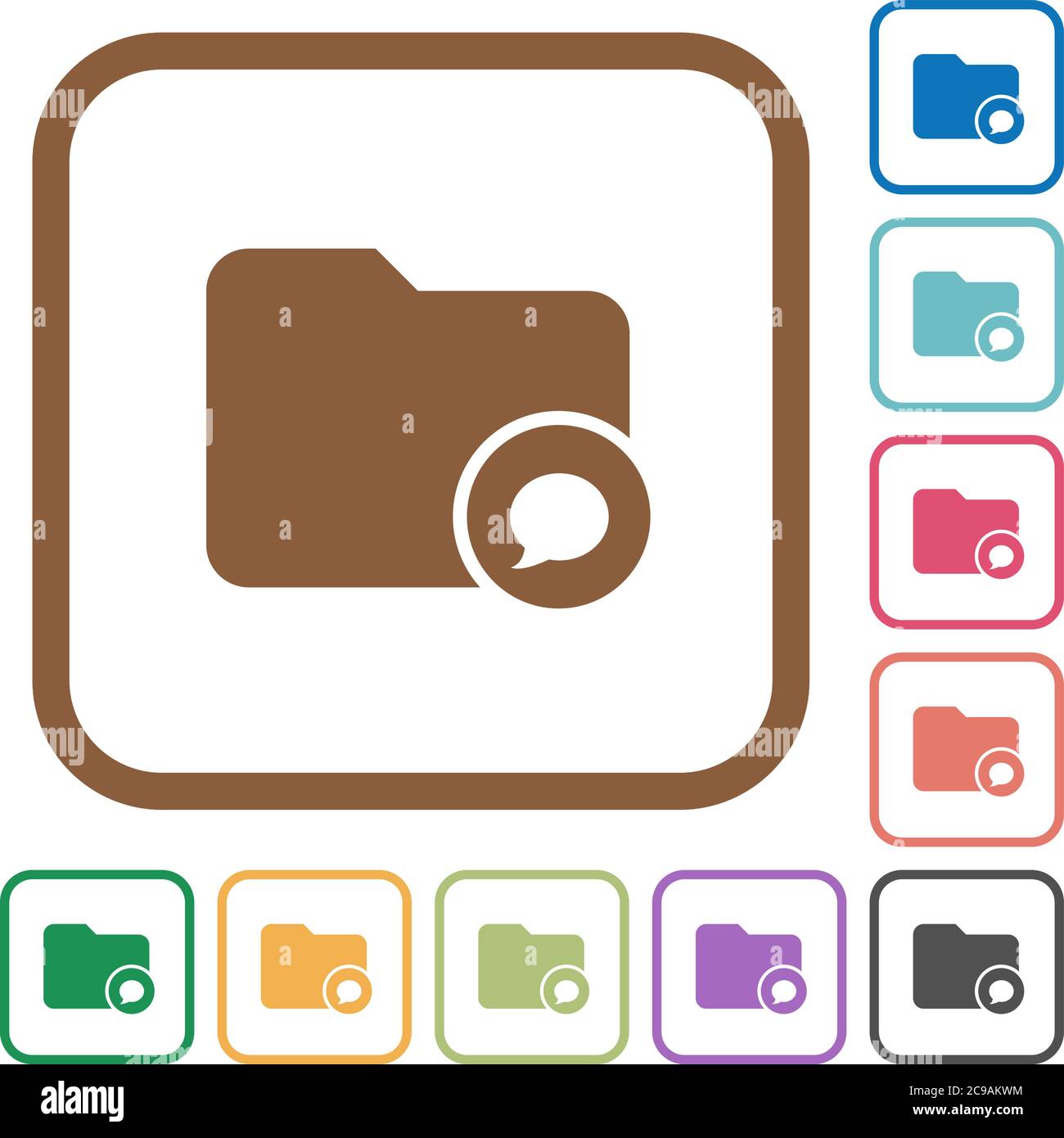 Directory notifications simple icons in color rounded square frames on white background Stock Vector