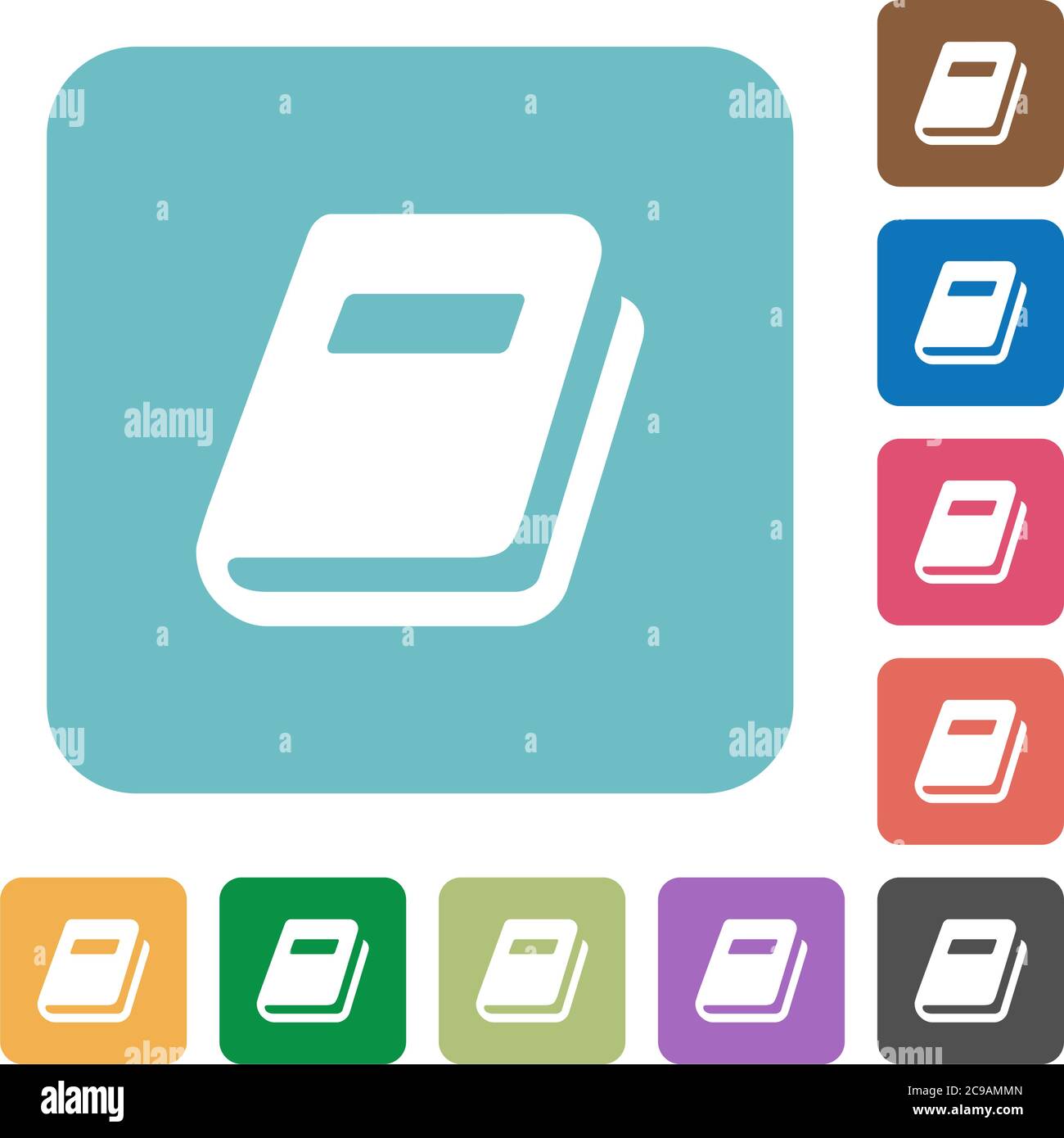 Personal diary white flat icons on color rounded square backgrounds Stock Vector