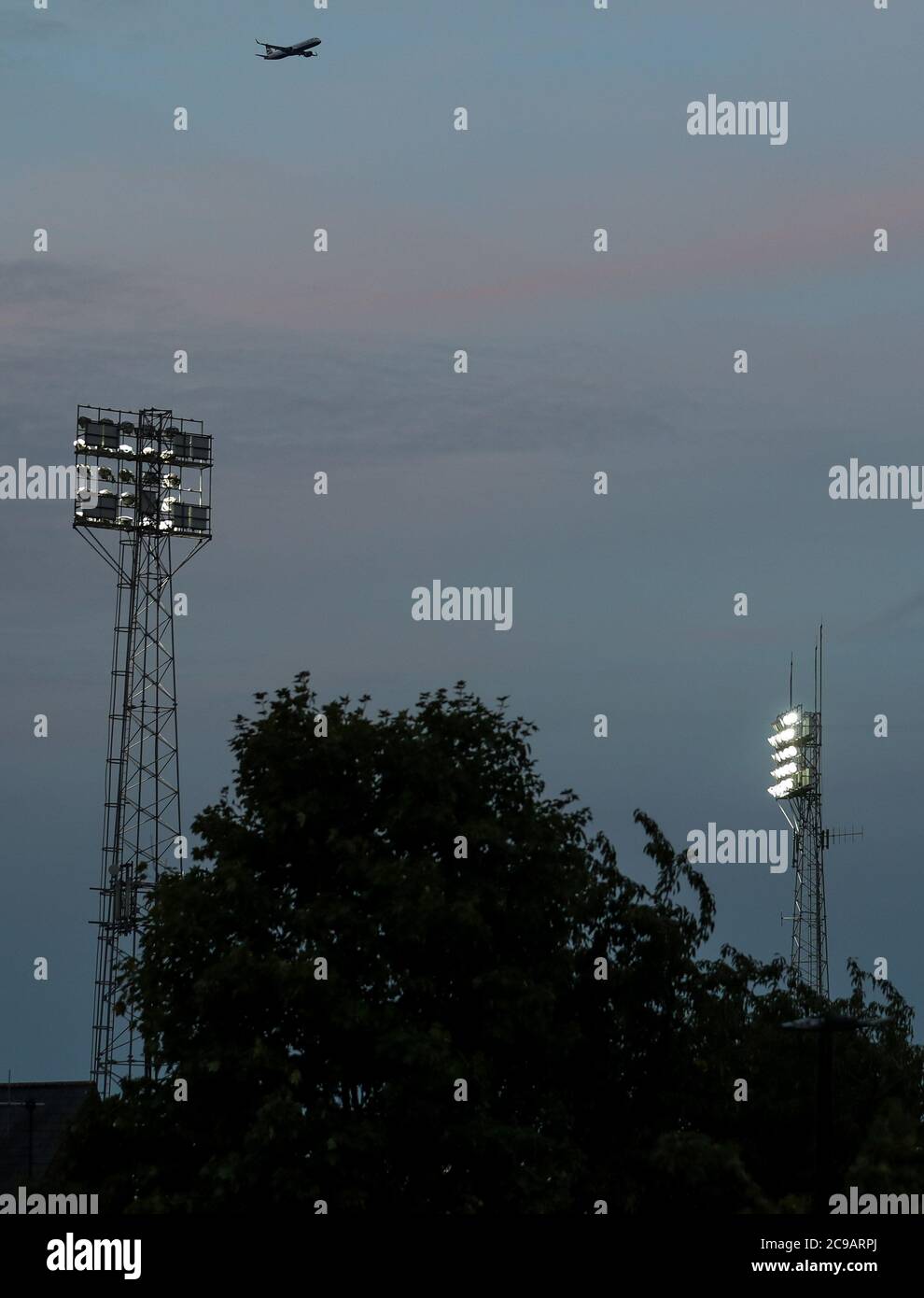 London, 29th July 2020  General View of Griffin Park on the final night of football at their historic home (Since 1904) before they move to their new ground, Brentford Community Stadium. They won their playoff semi-final to reach the final Andrew Fosker / Alamy Live News Stock Photo