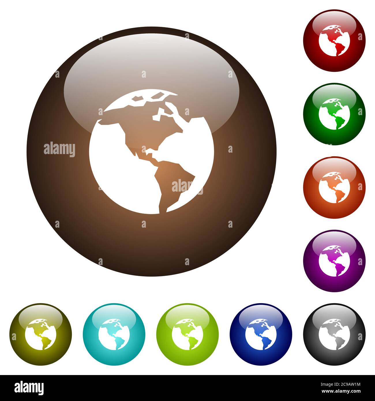 Earth white icons on round color glass buttons Stock Vector Image & Art ...