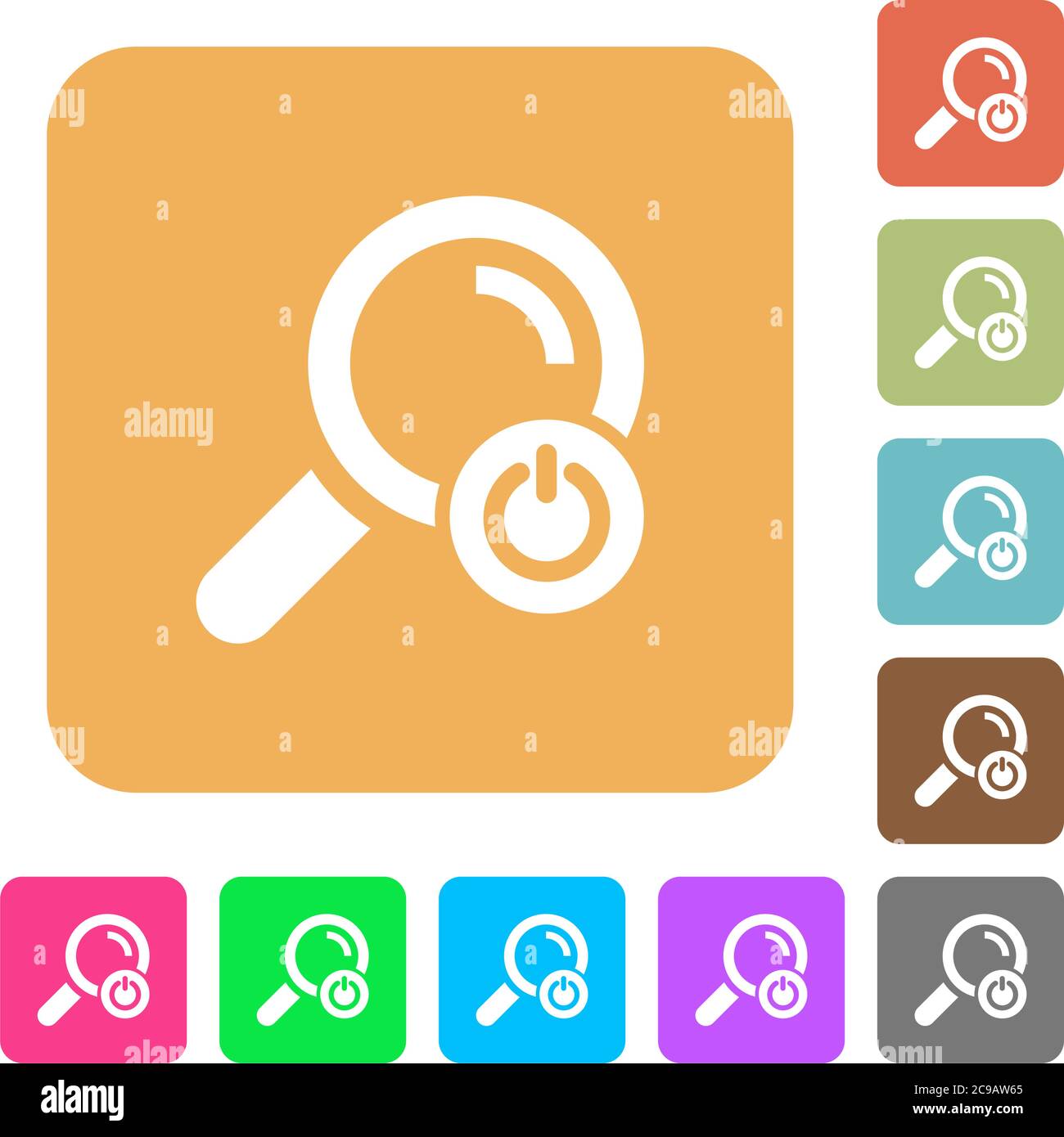 Exit from search flat icons on rounded square vivid color backgrounds. Stock Vector