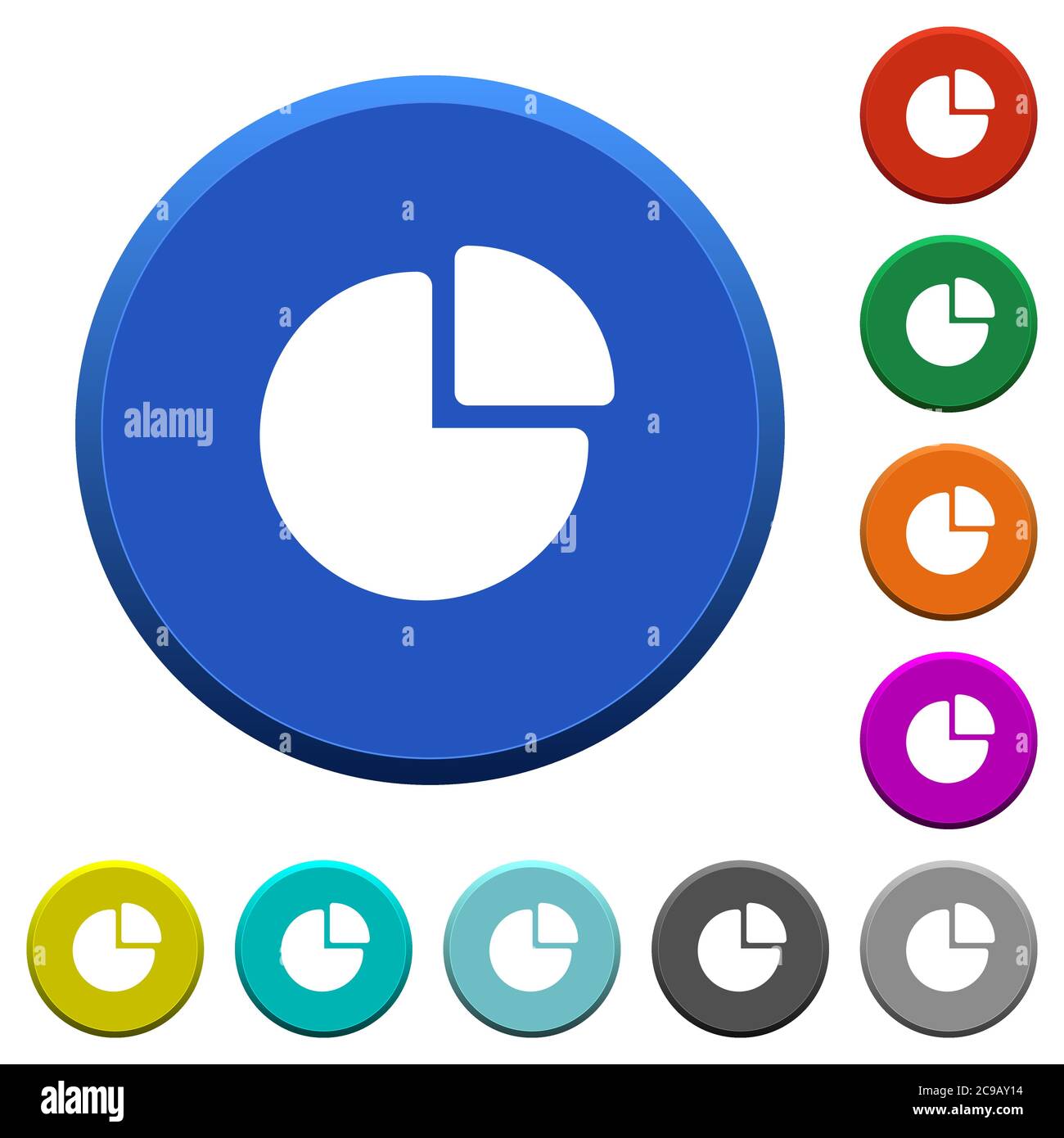 Pie chart round color beveled buttons with smooth surfaces and flat ...