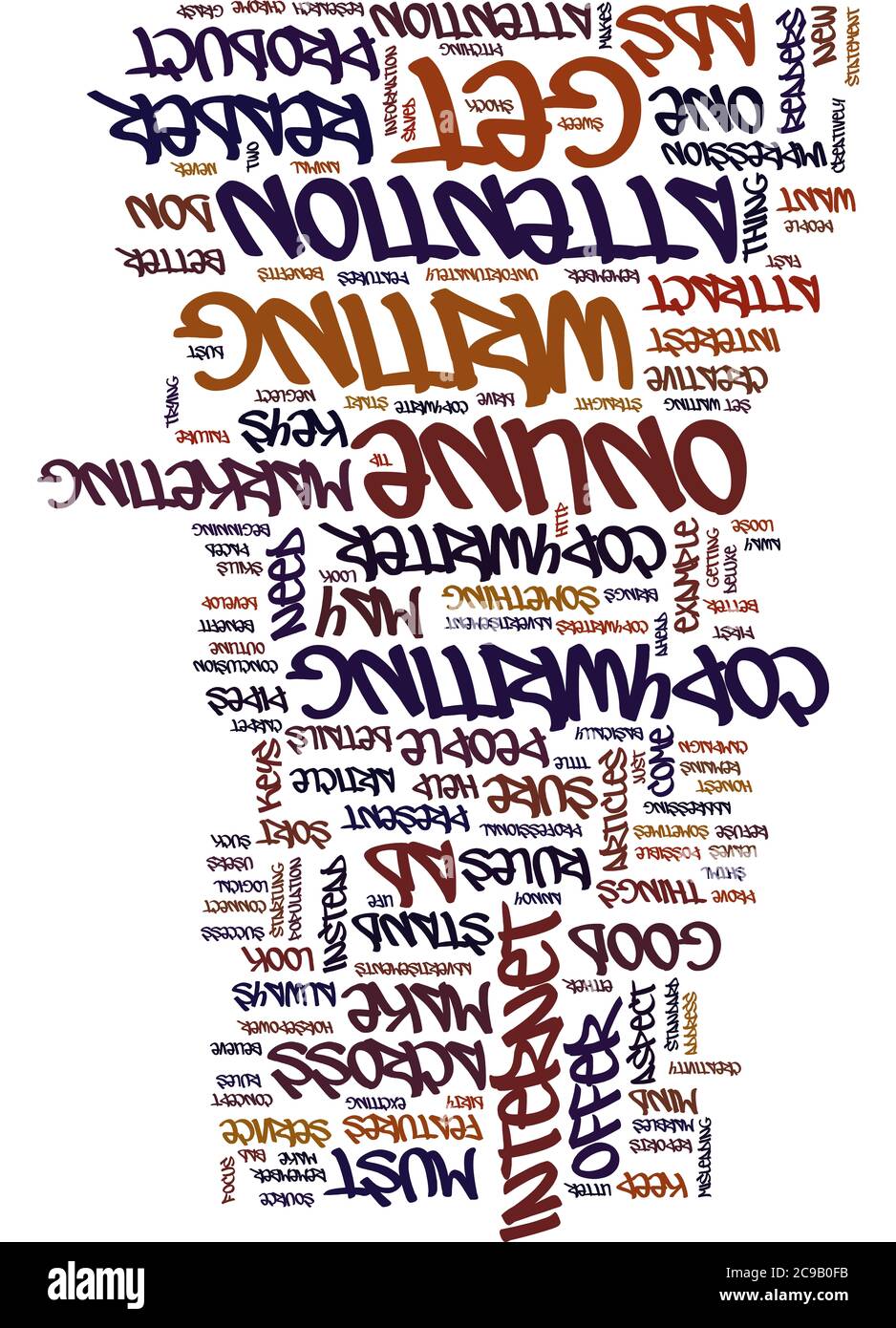 Word Cloud Summary Of Article 3 Keys To Better Online Copywriting Stock Photo Alamy