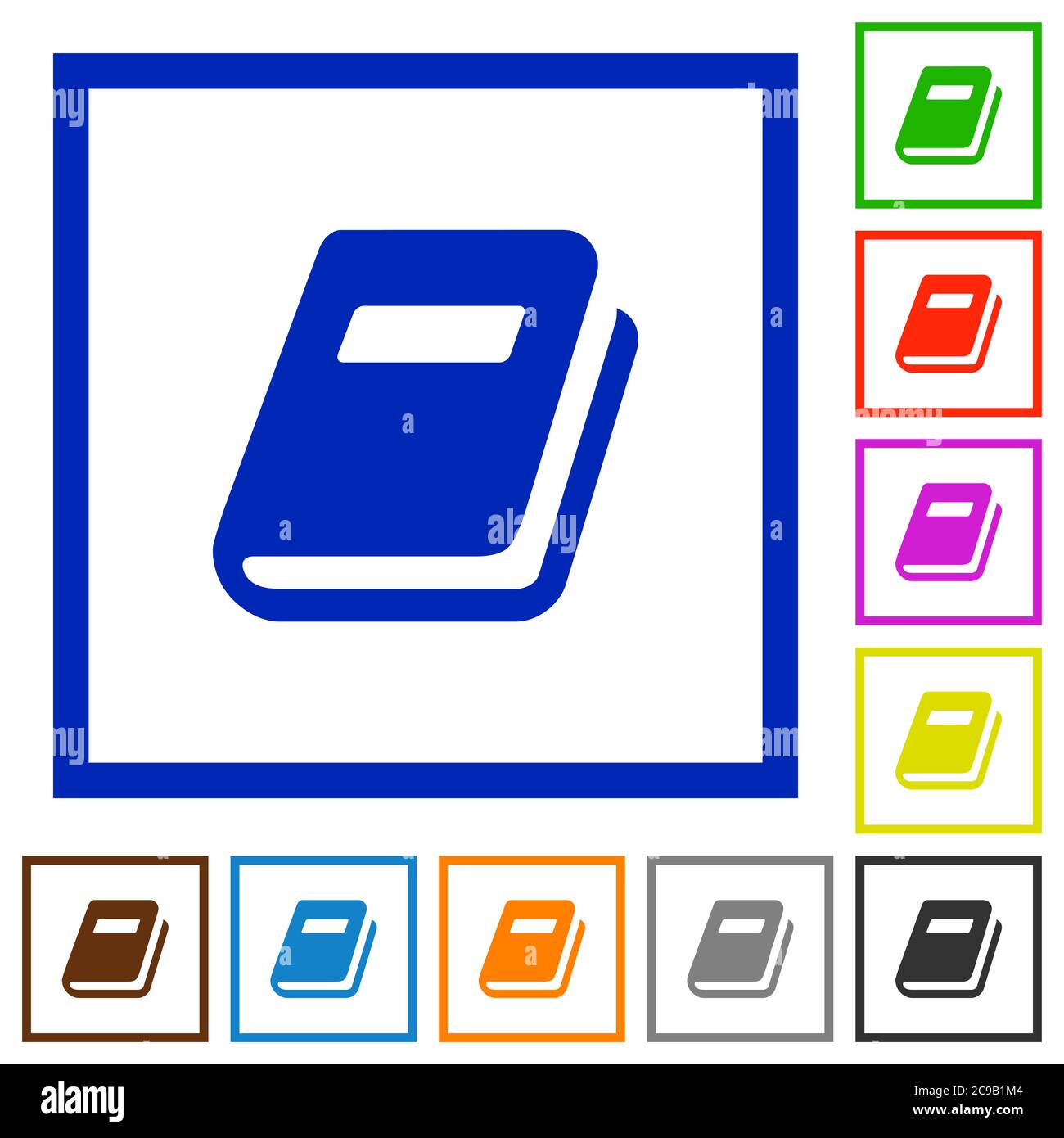 Personal diary flat color icons in square frames on white background Stock Vector