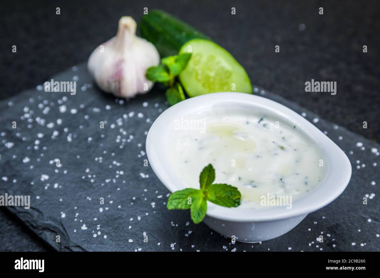 Delicious Lebanese (Arabic) food, Tzatziki sauce, produced with garlic
