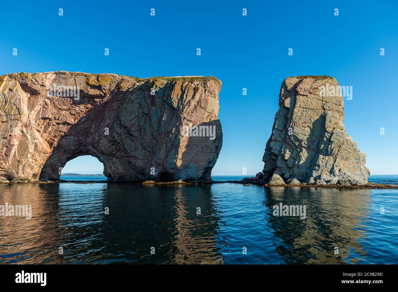 Rocher Perce rock in Gaspe Peninsula, Quebec, Gaspesie, Canada Stock Photo