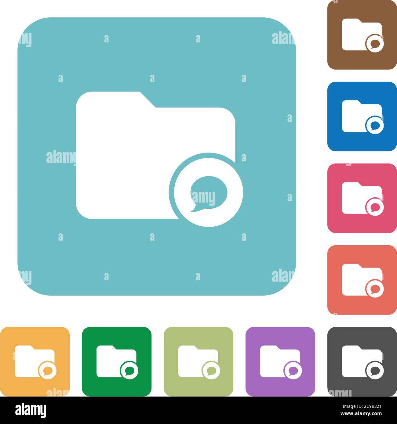Directory notifications white flat icons on color rounded square backgrounds Stock Vector
