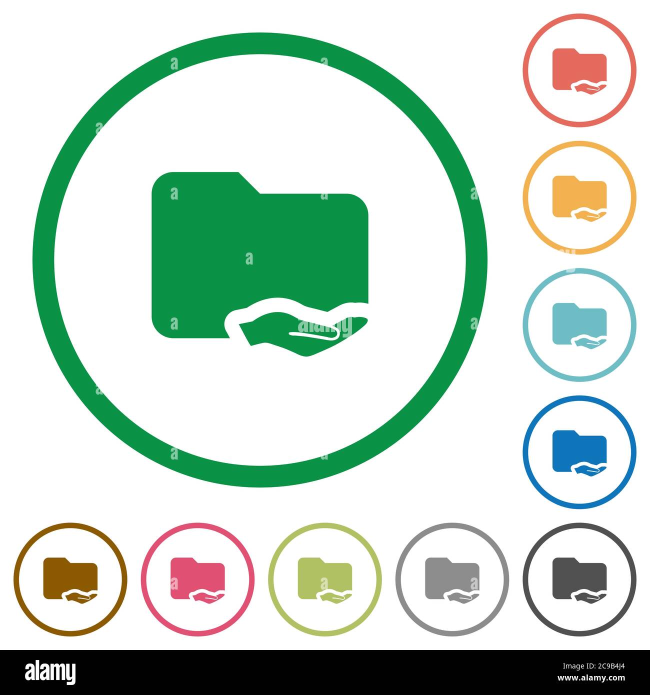Shared folder flat color icons in round outlines on white background Stock Vector