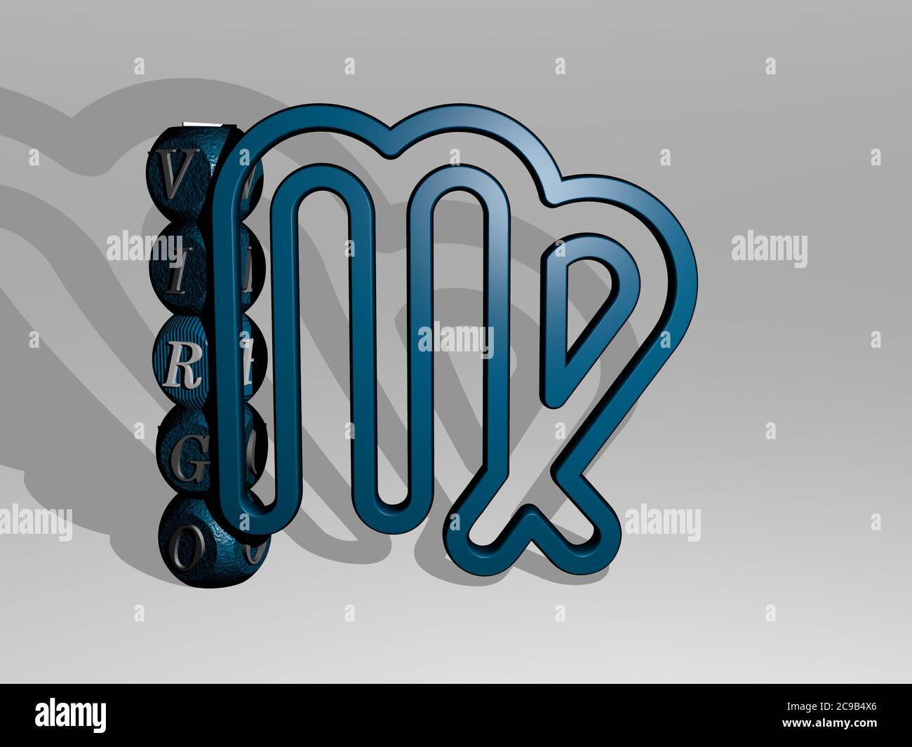 3D representation of virgo with icon on the wall and text arranged by ...