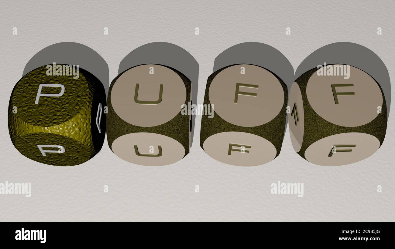 crosswords of puff arranged by cubic letters on a mirror floor, concept