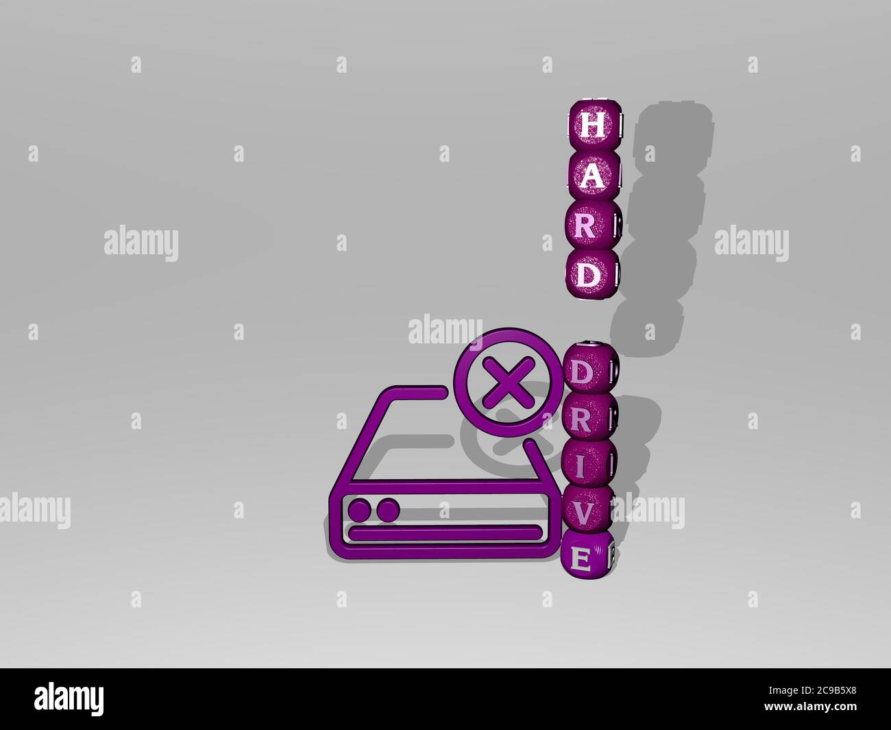 3D graphical image of HARD DRIVE vertically along with text built ...