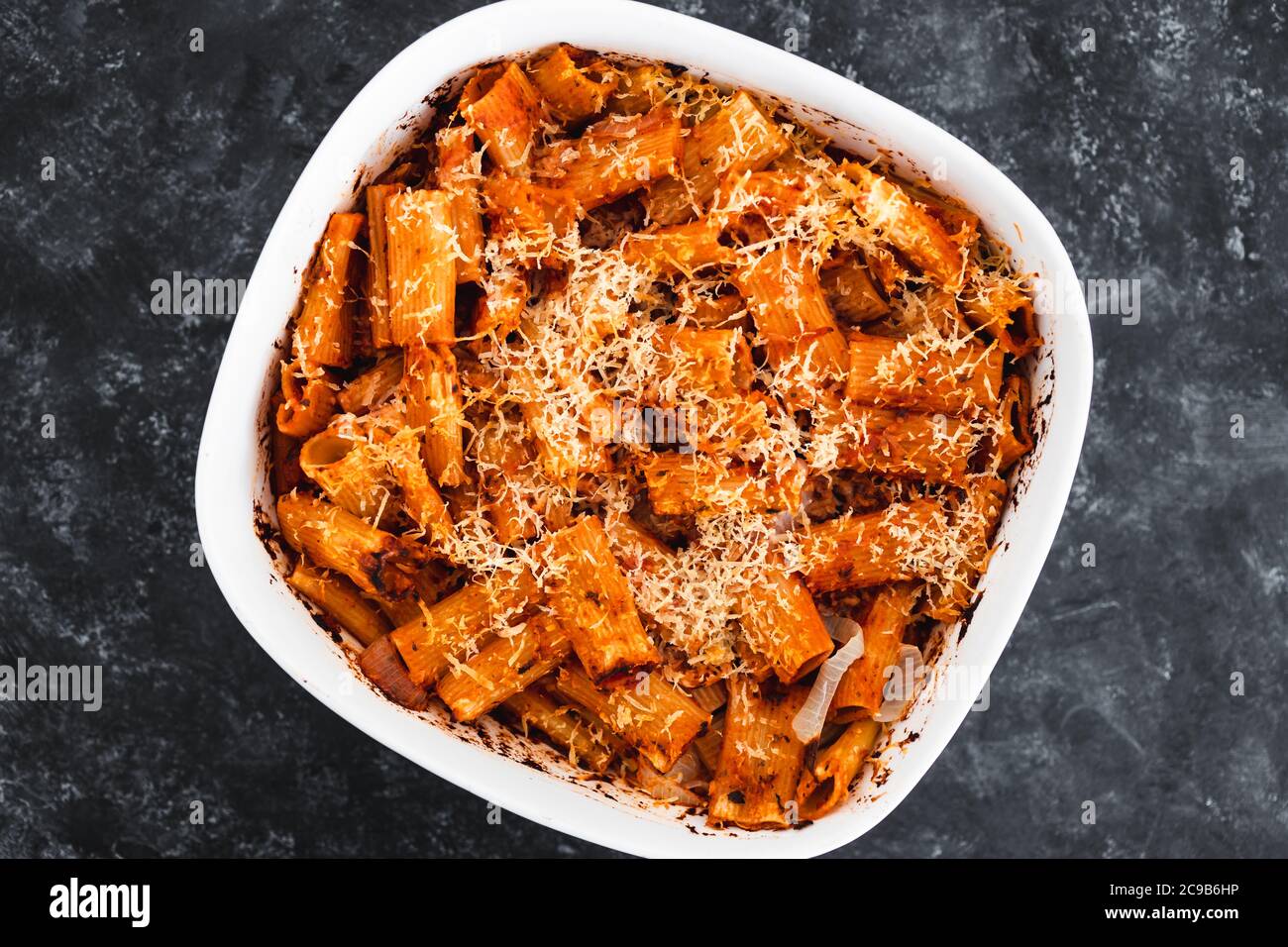Healthy Plant Based Food Recipes Concept Vegan Rigatoni Pasta Bake With Red Pesto Sauce And Dairy Free Cheese Stock Photo Alamy