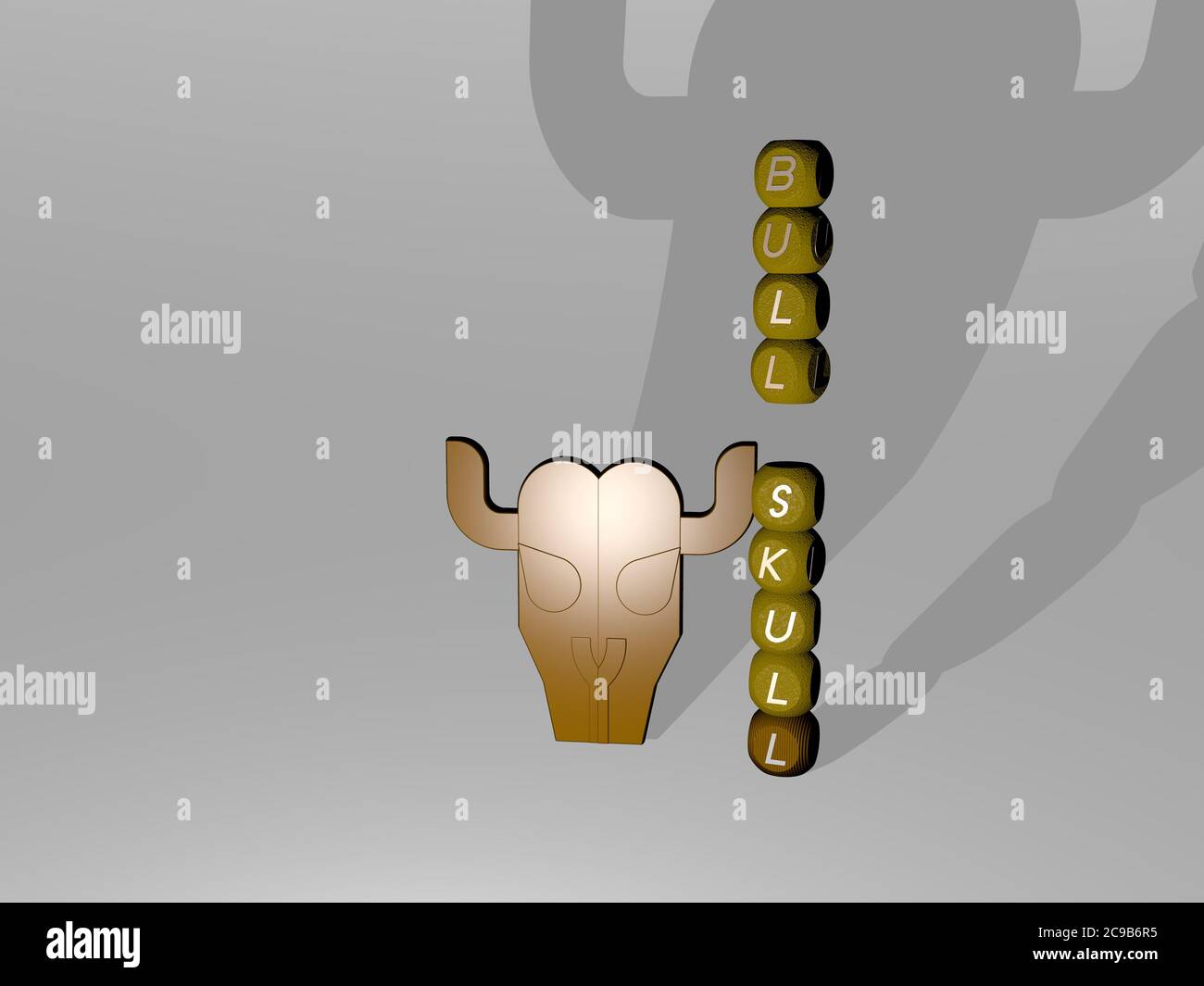 3D illustration of bull skull graphics and text around the icon made by ...