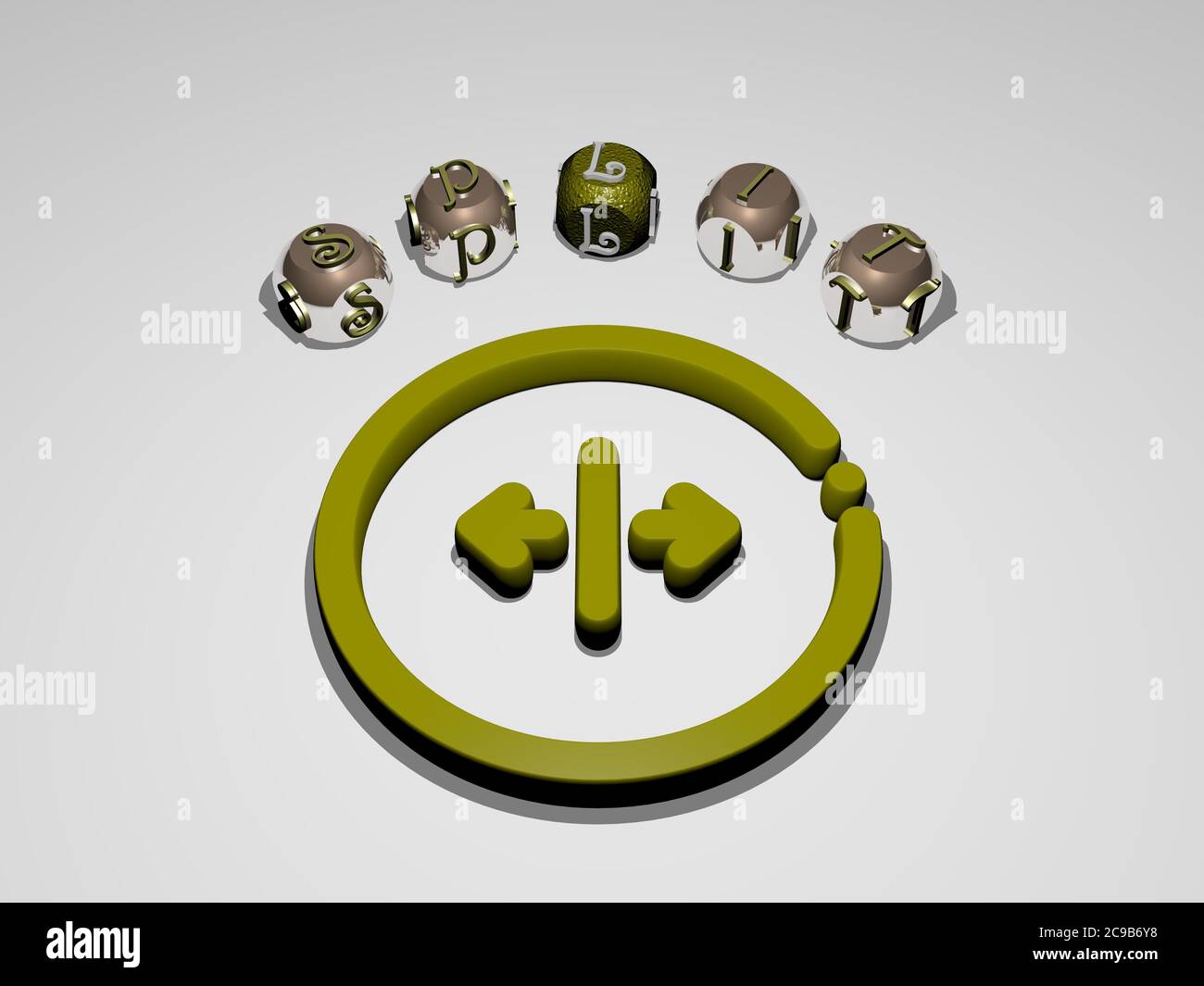 3D representation of split with icon on the wall and text arranged by ...