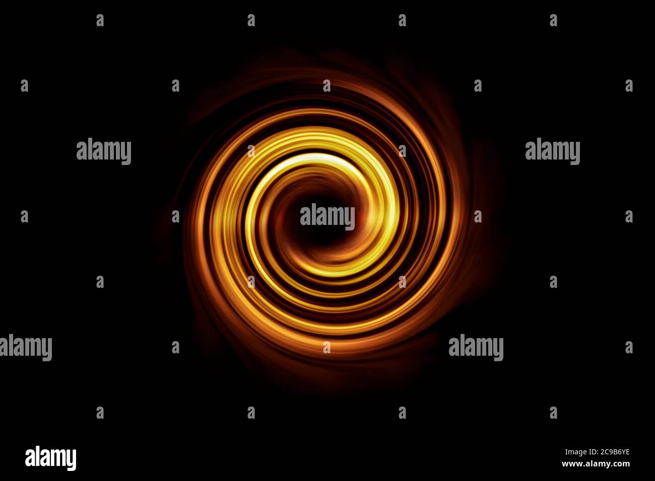 Glowing spiral tunnel with orange fog on black background Stock Photo ...