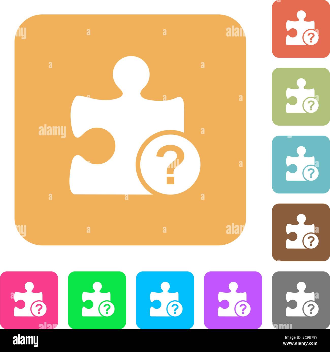Unknown plugin flat icons on rounded square vivid color backgrounds. Stock Vector