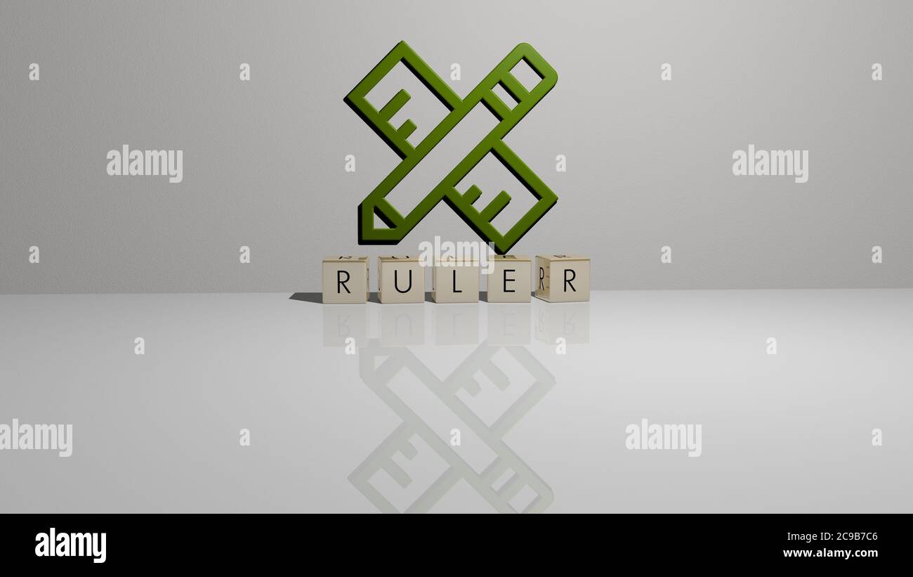 3D graphical image of ruler vertically along with text built by ...