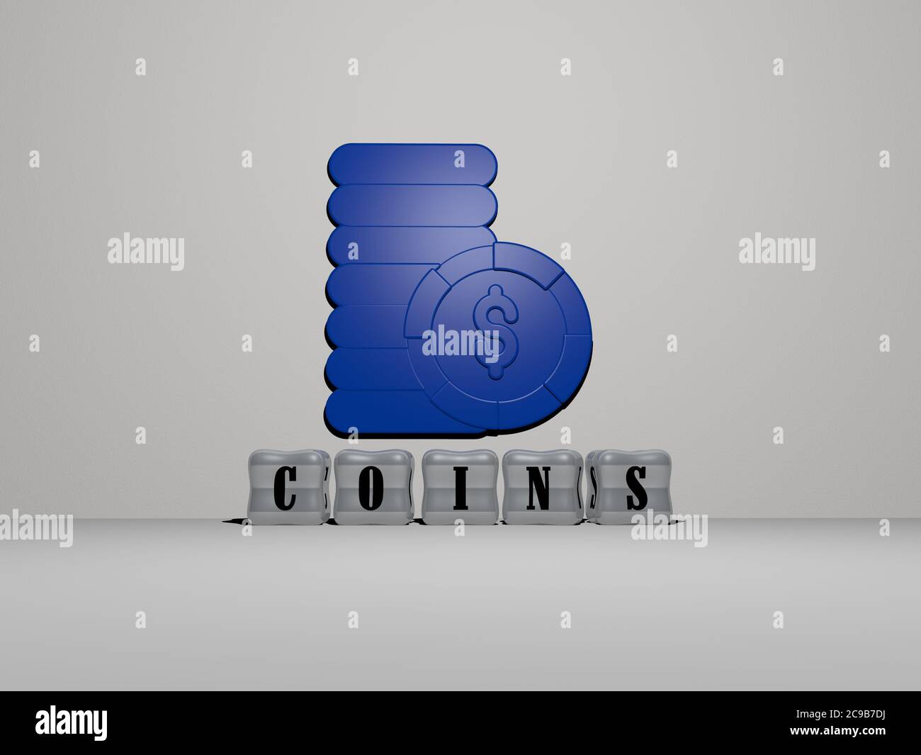 3D representation of COINS with icon on the wall and text arranged by ...