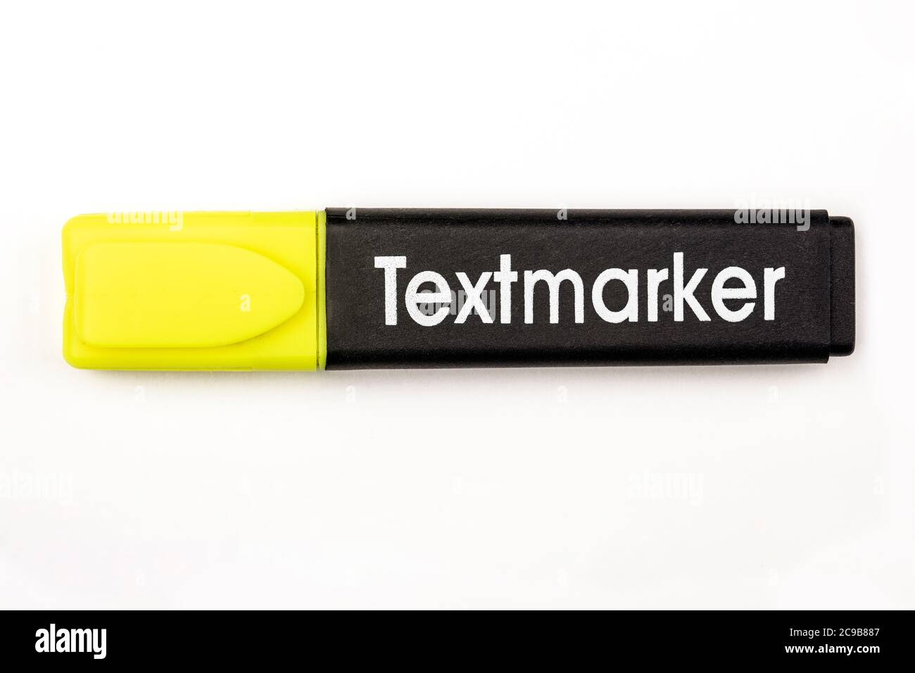 Yellow Textmarker on white background Stock Photo