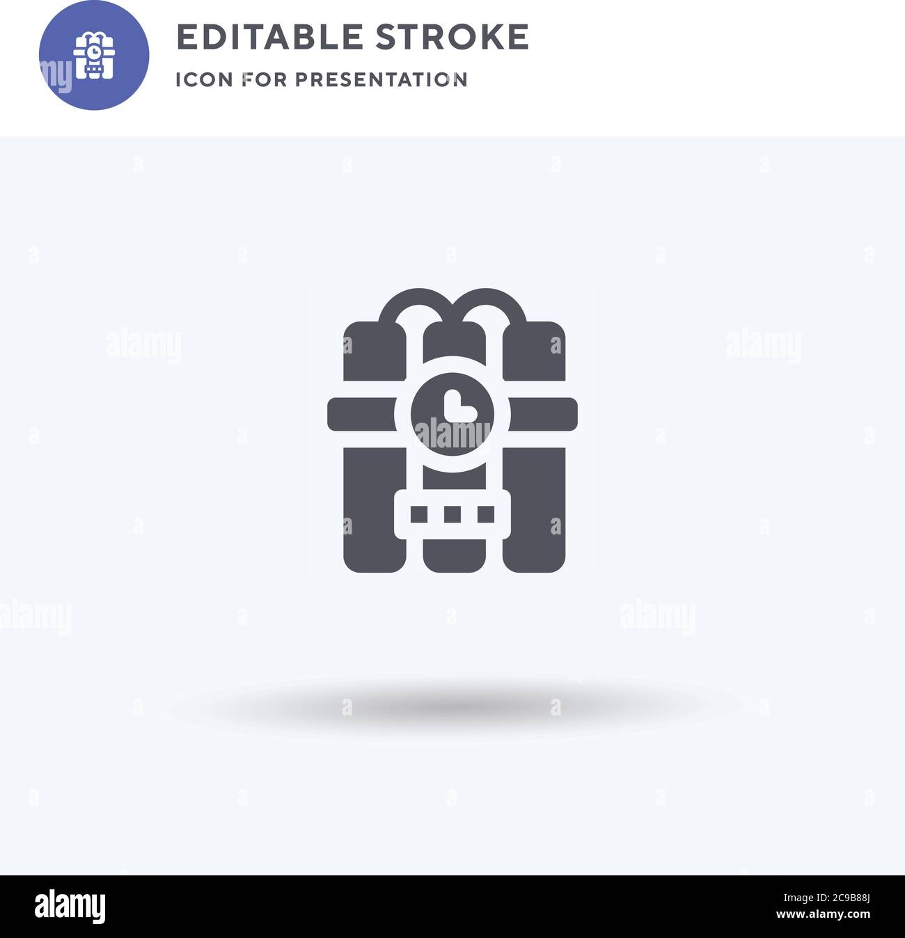 Dynamite icon vector, filled flat sign, solid pictogram isolated on white, logo illustration. Dynamite icon for presentation. Stock Vector