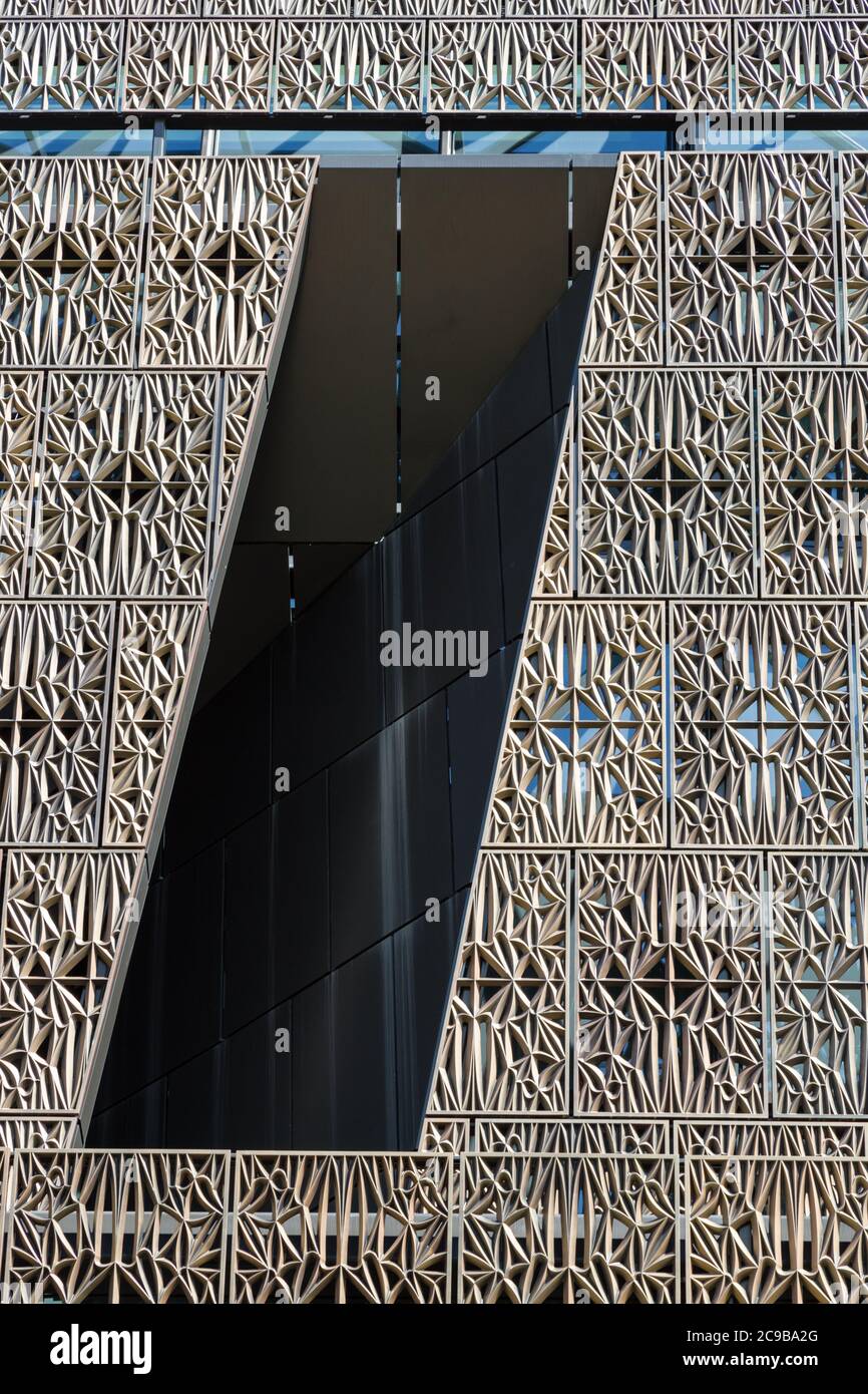 Washington DC, USA.  Window and Side Paneling of National Museum of African American History and Culture, a Smithsonian Institution museum. Stock Photo