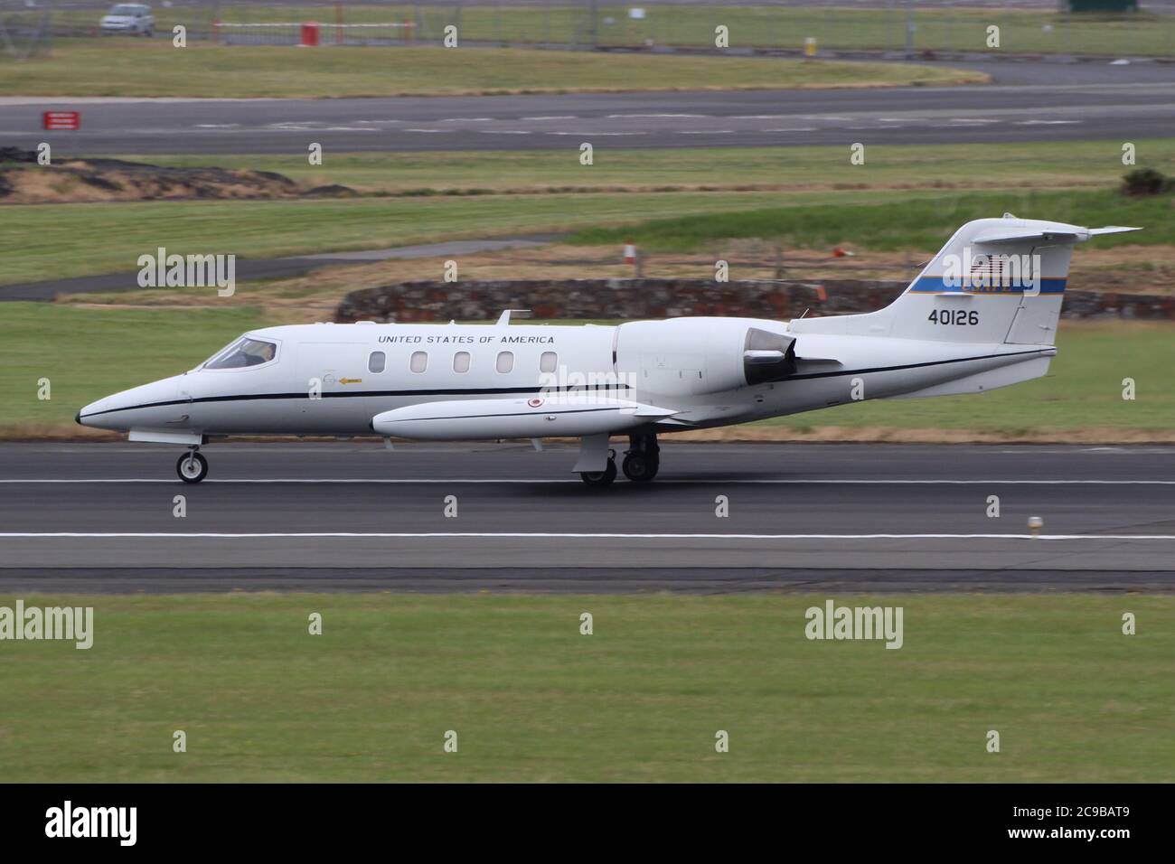 84-0126, A Learjet C-21A operated by the United States Air Force in Europe (USAFE), at Prestwick Airport in Ayrshire, Scotland. Stock Photo