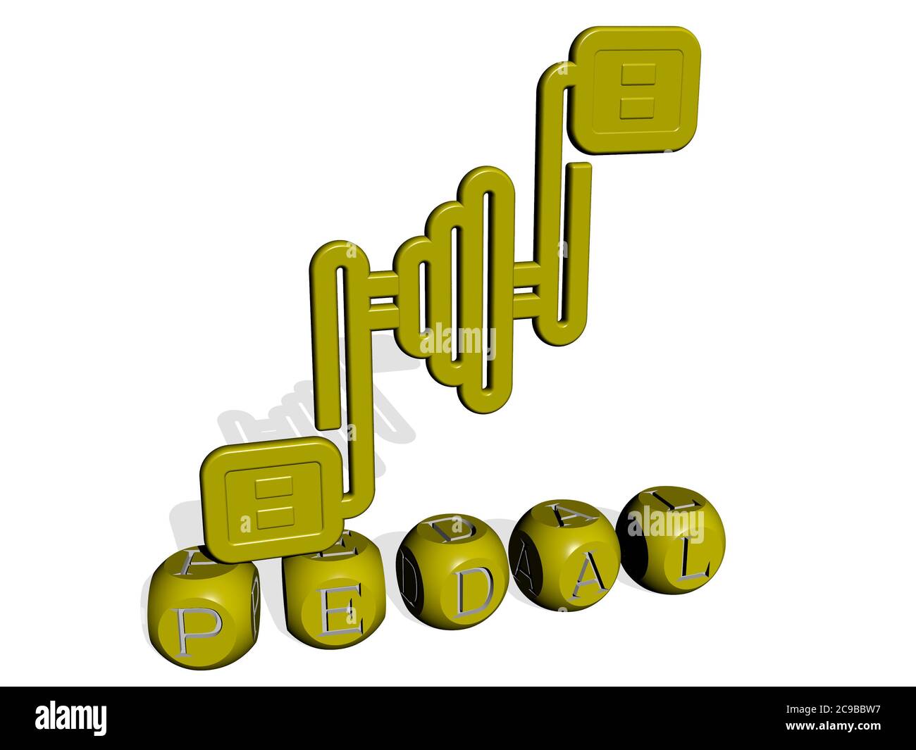 3D representation of pedal with icon on the wall and text arranged by ...