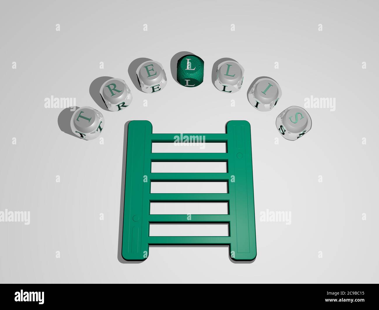 3D representation of trellis with icon on the wall and text arranged by ...