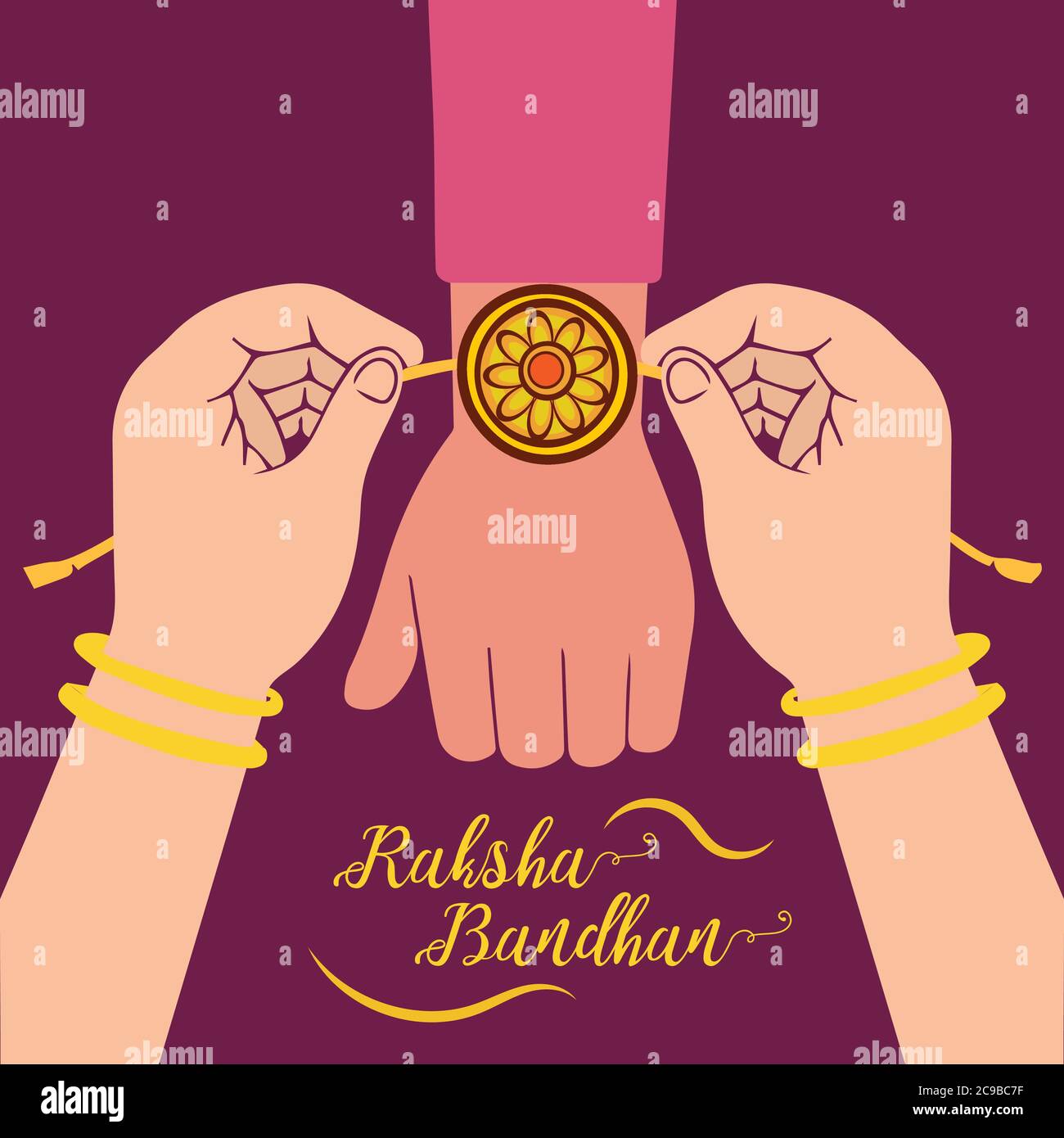 Happy Raksha Bandhan, sister tying rakhi to brother hand greeting ...