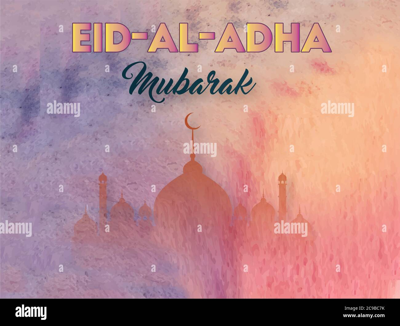 Elegant Font Decorative Eid al Adha Mubarak. Eid Al Adha mubarak background design. Stock Photo