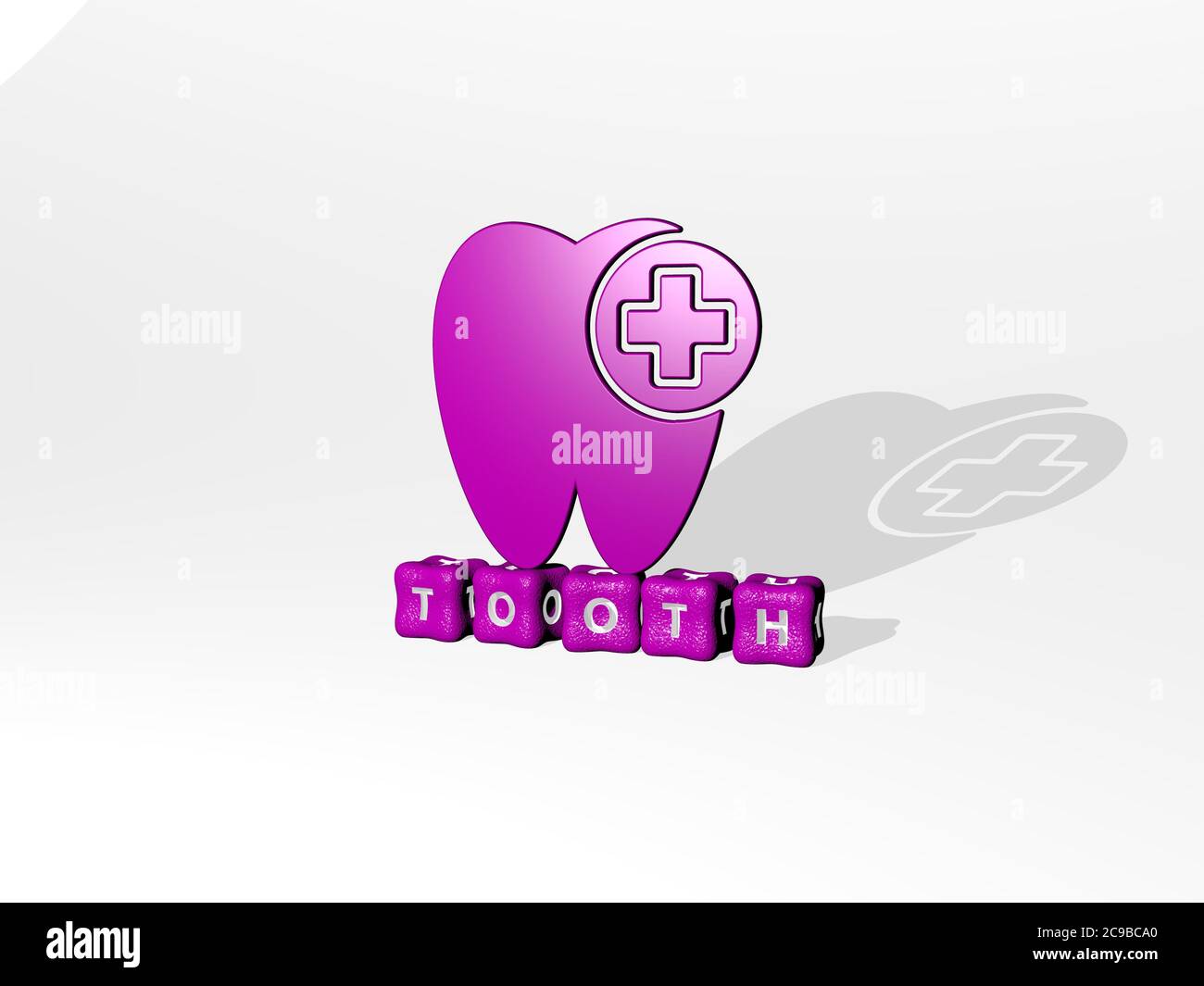 Tooth Letters Design 3D illustration of tooth graphics and text made by metallic dice ...