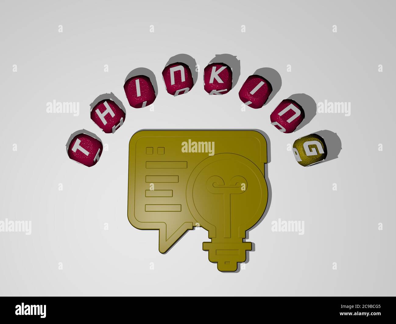 3D illustration of thinking graphics and text around the icon made by ...