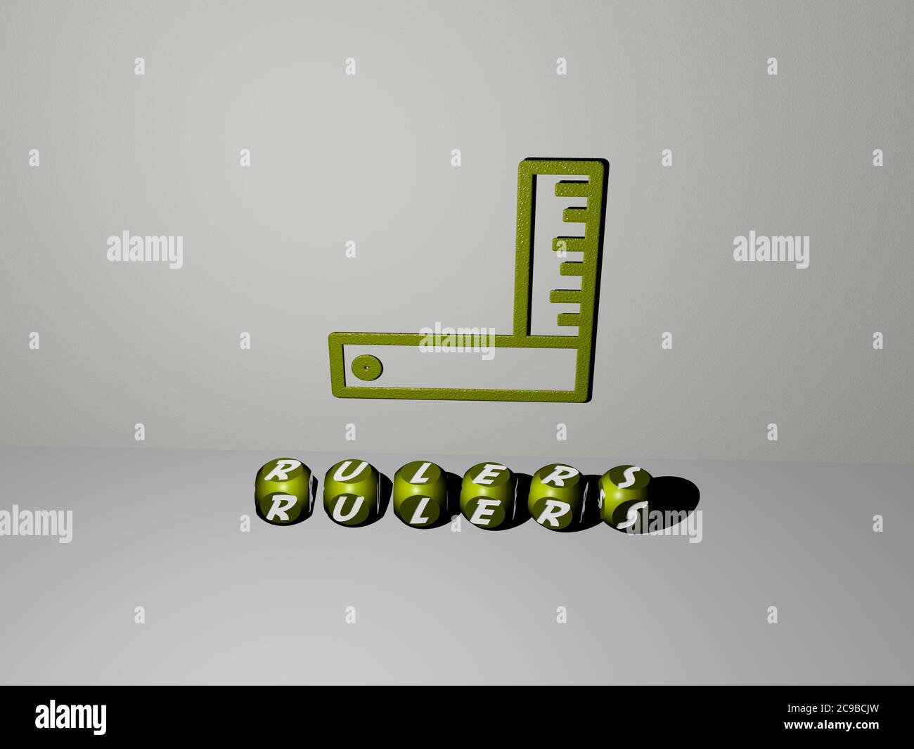 3D representation of RULERS with icon on the wall and text arranged by ...