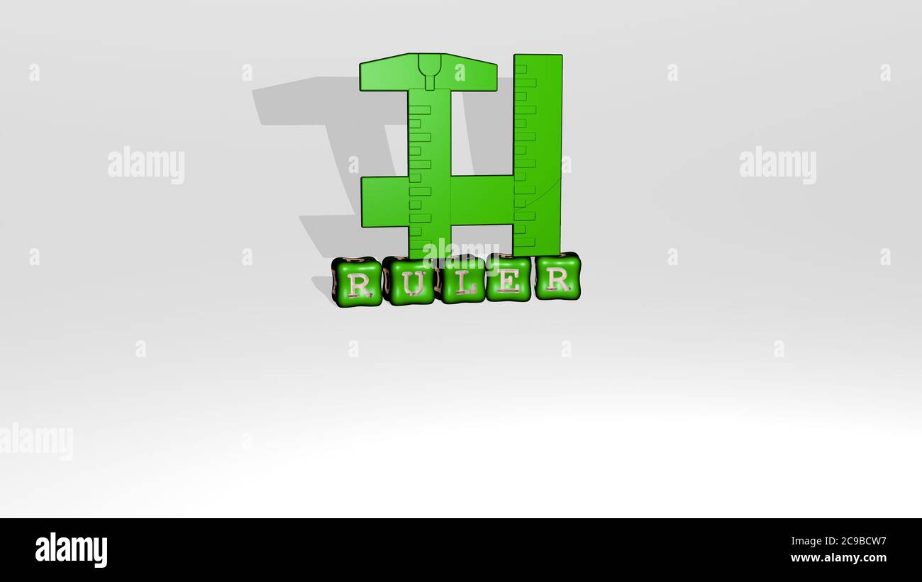 3D representation of RULER with icon on the wall and text arranged by ...