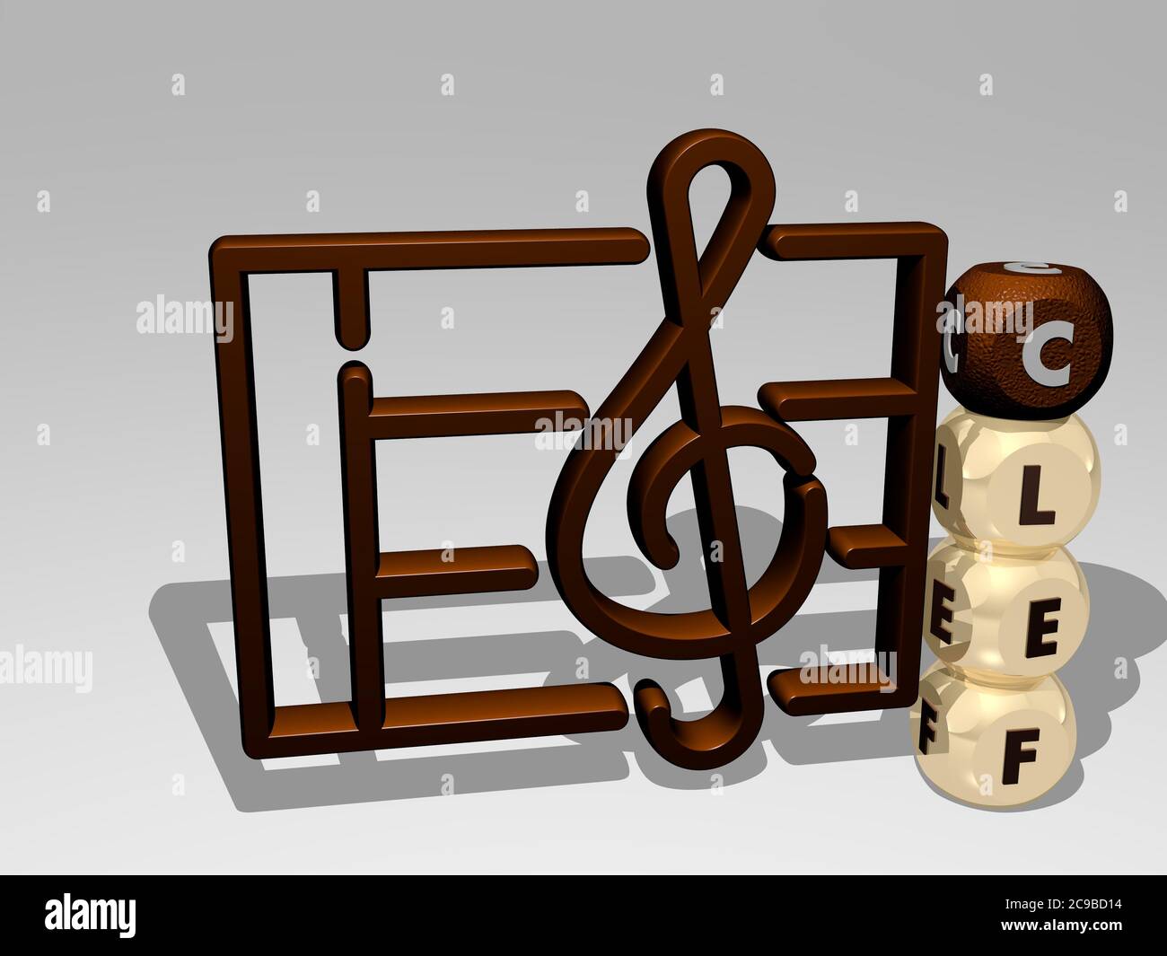 3D representation of CLEF with icon on the wall and text arranged by ...