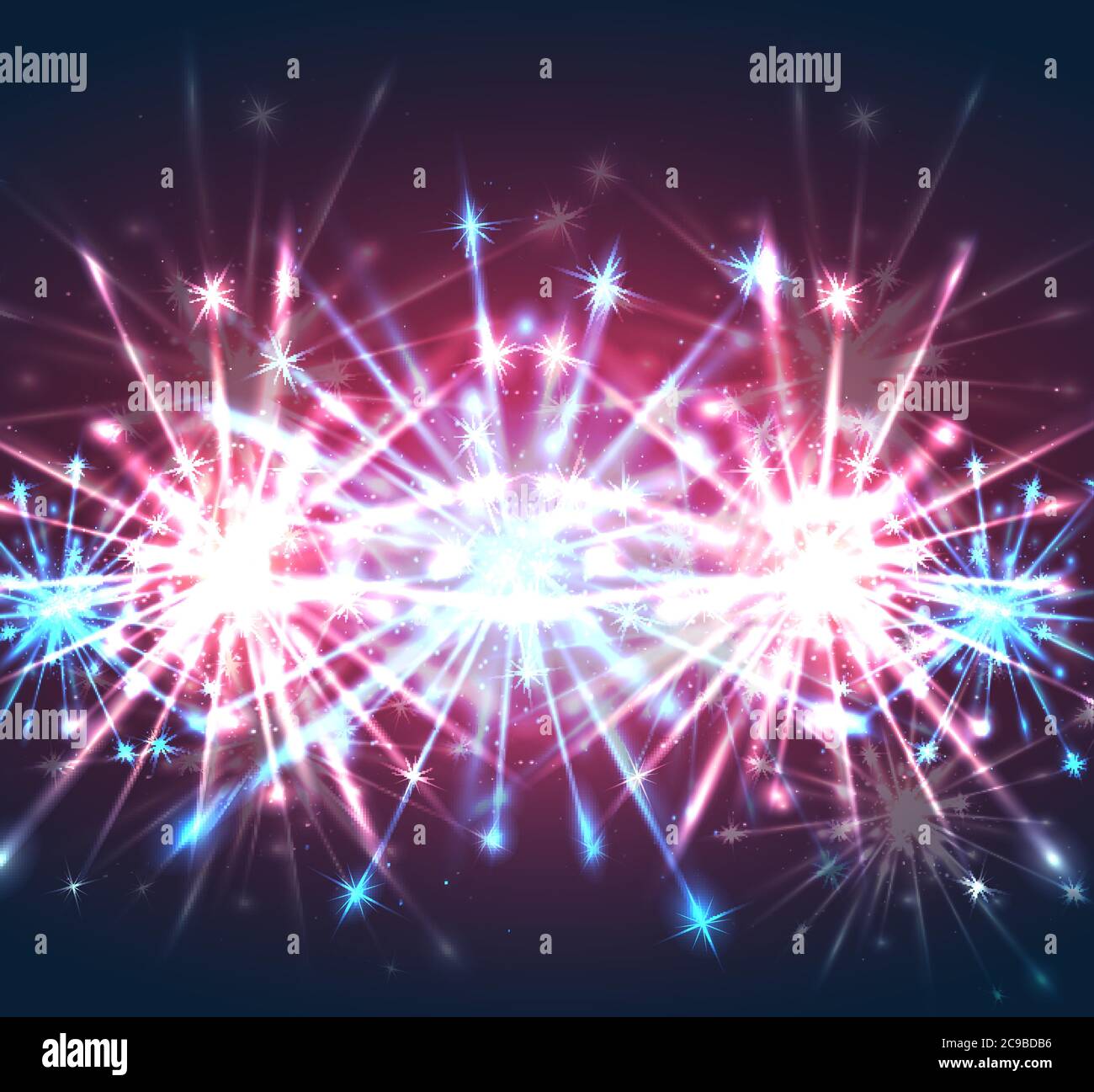 Illustration with bright holiday fireworks. Vector element for your creativity Stock Vector