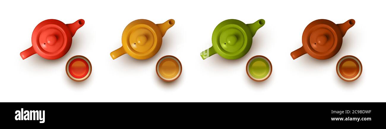 Set of teapots and cups Stock Vector