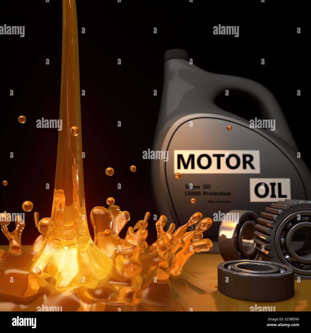 Motor Oil and Gears 3D Rendering Stock Photo Alamy