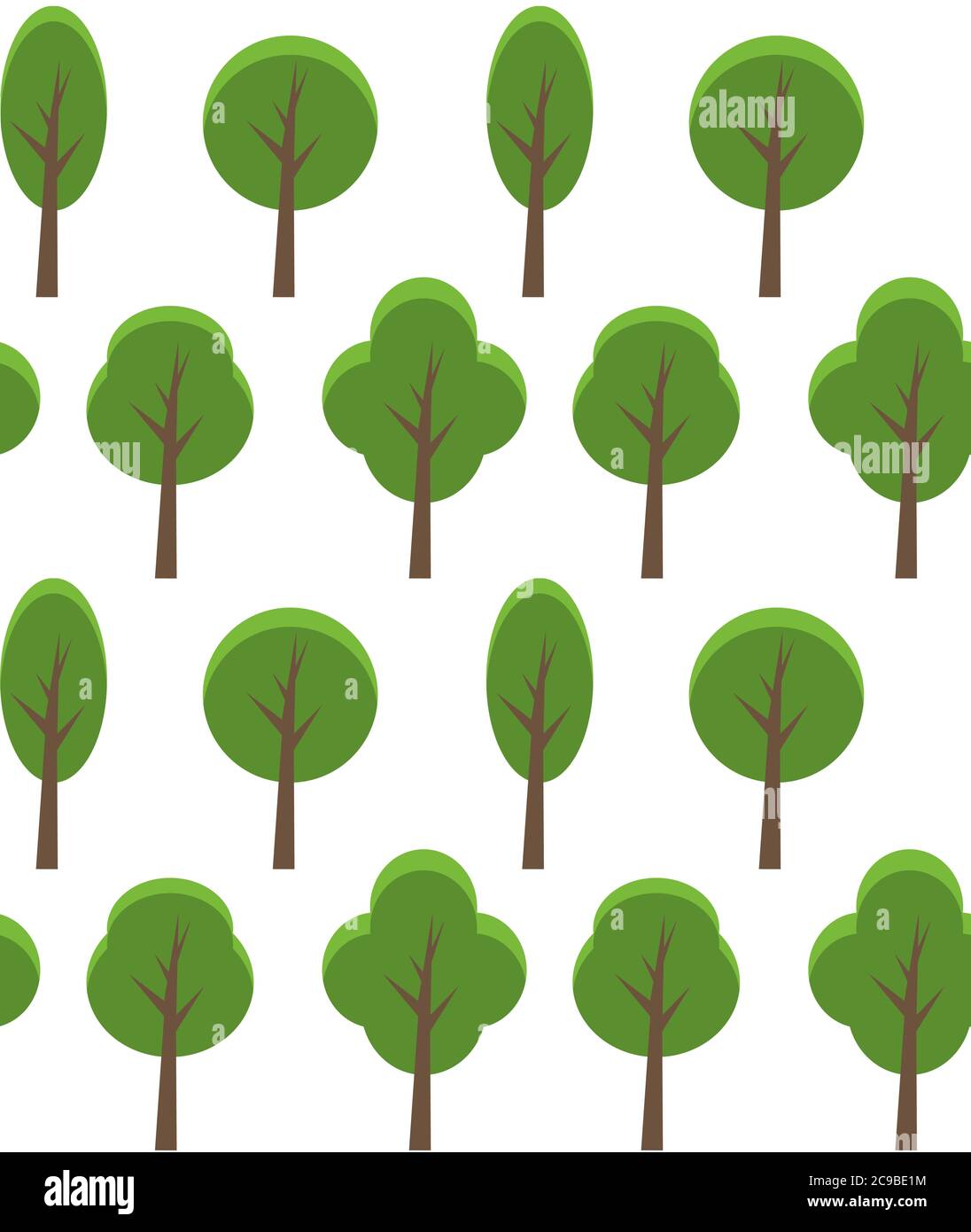 Seamless texture of cartoon trees. Vector background for your creativity Stock Vector