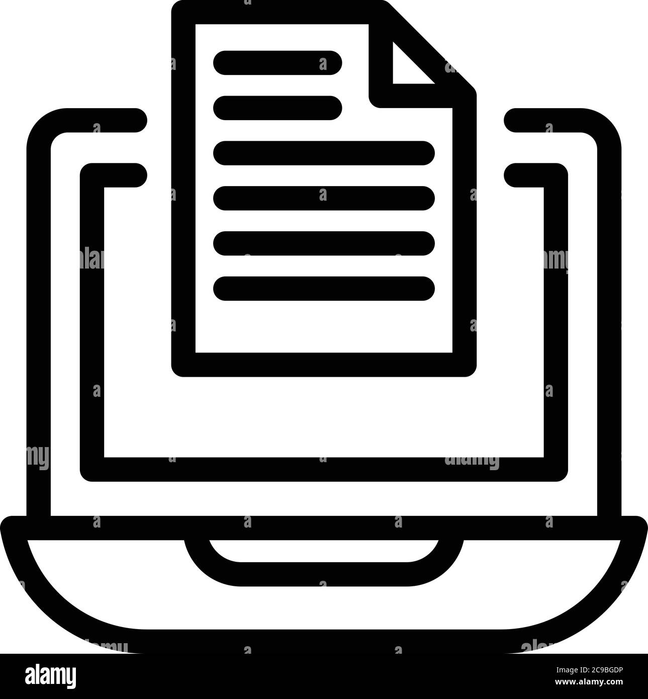 Laptop secured data icon, outline style Stock Vector