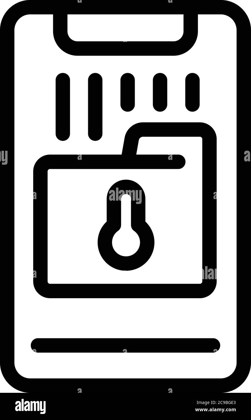 Secured smartphone folder icon, outline style Stock Vector