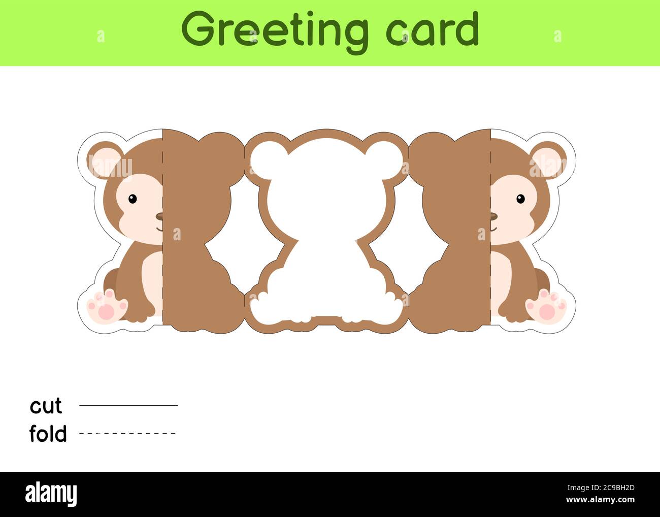 Cute monkey fold-a-long greeting card template. Great for Intended For Fold Out Card Template