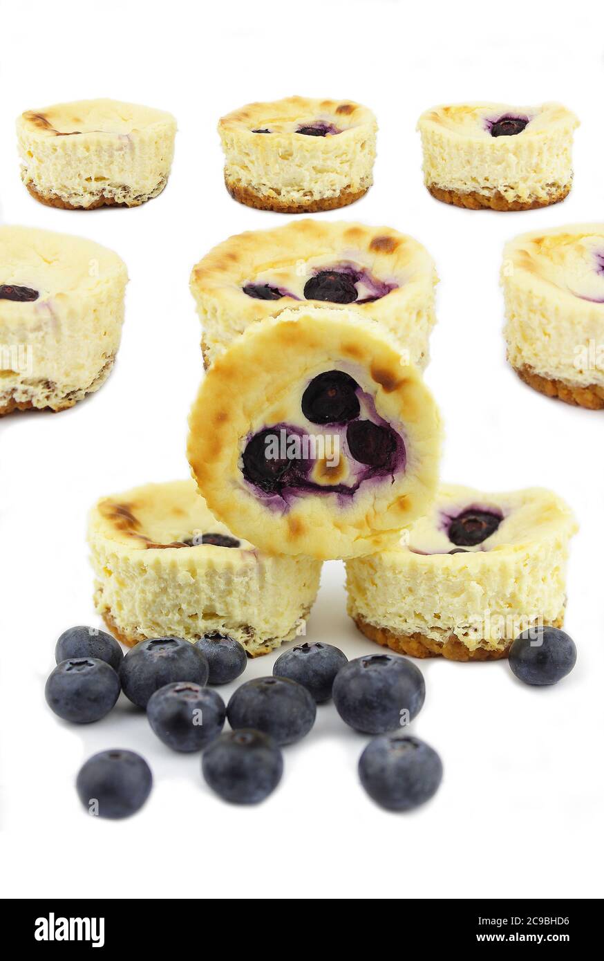 Mini blue berry cheese cakes Stock Photo
