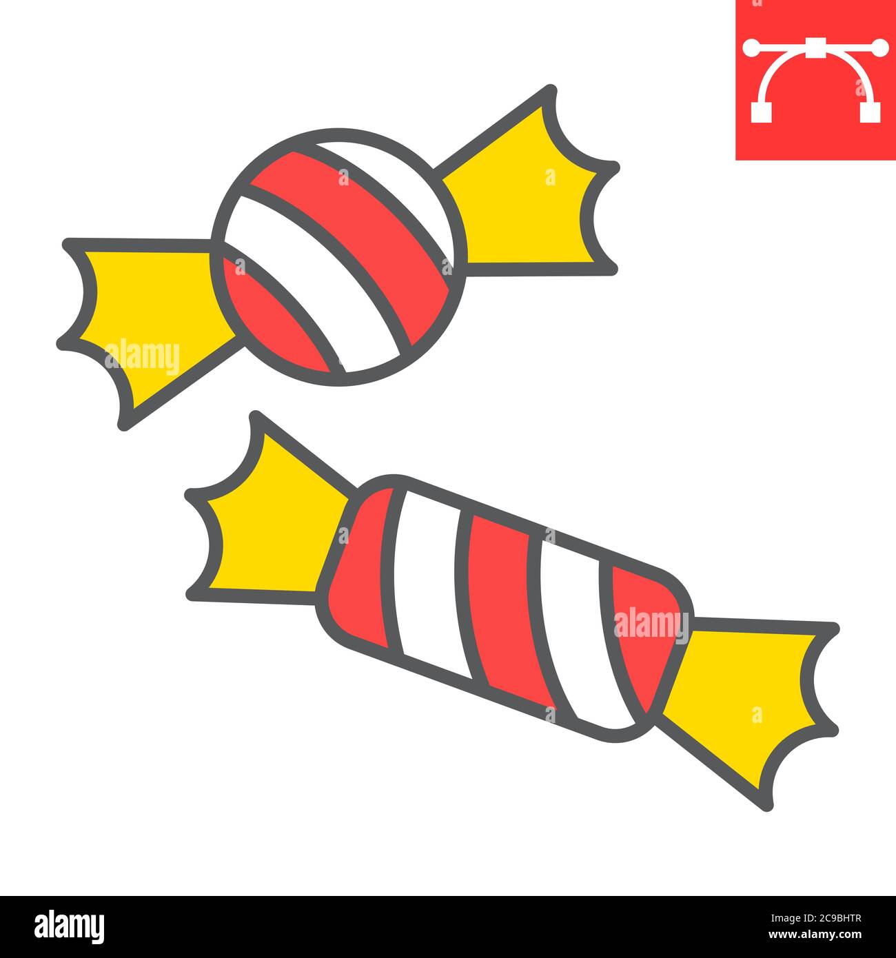 Candies color line icon, halloween and scary, candy sign vector