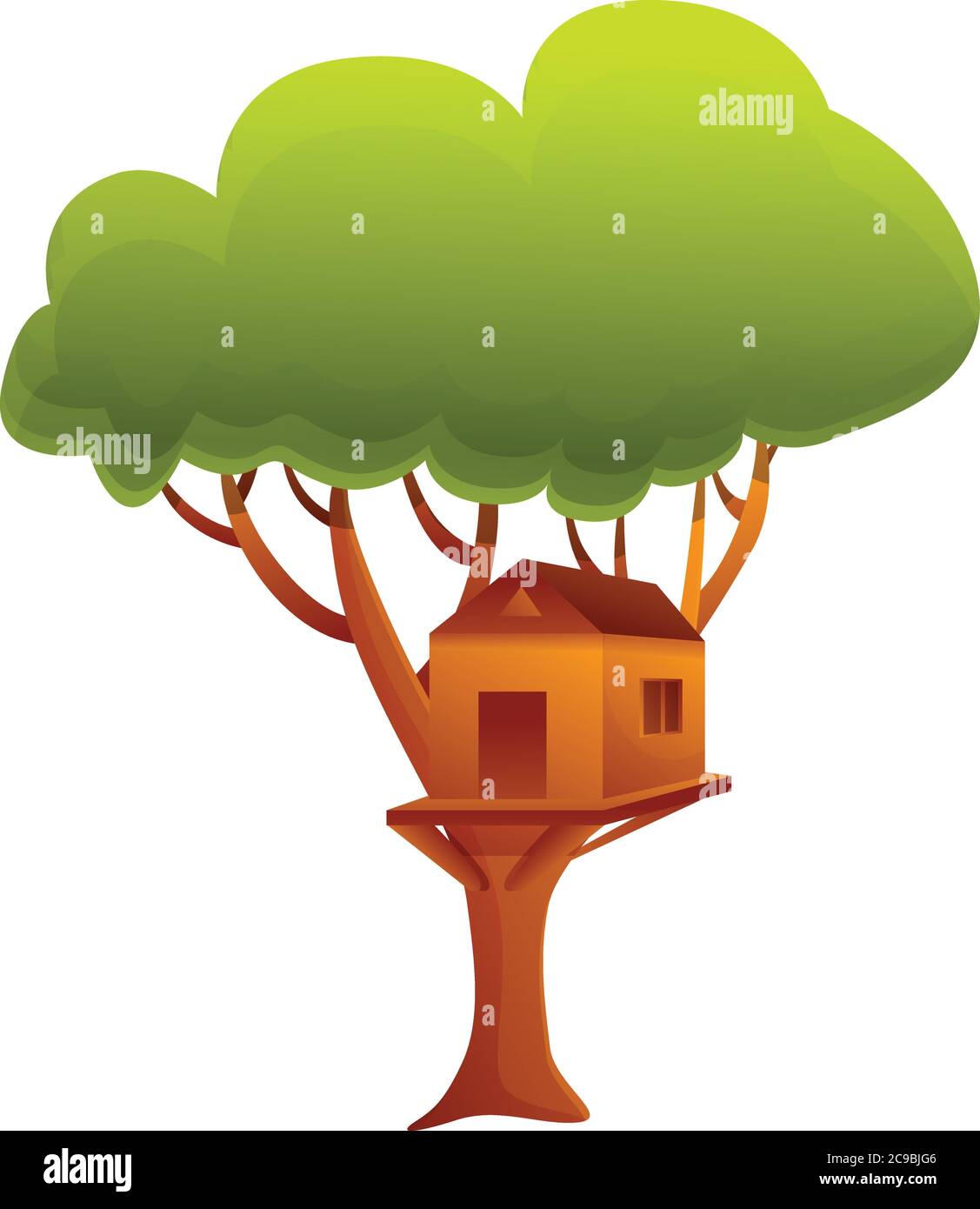 Building tree house icon. Cartoon of building tree house vector icon