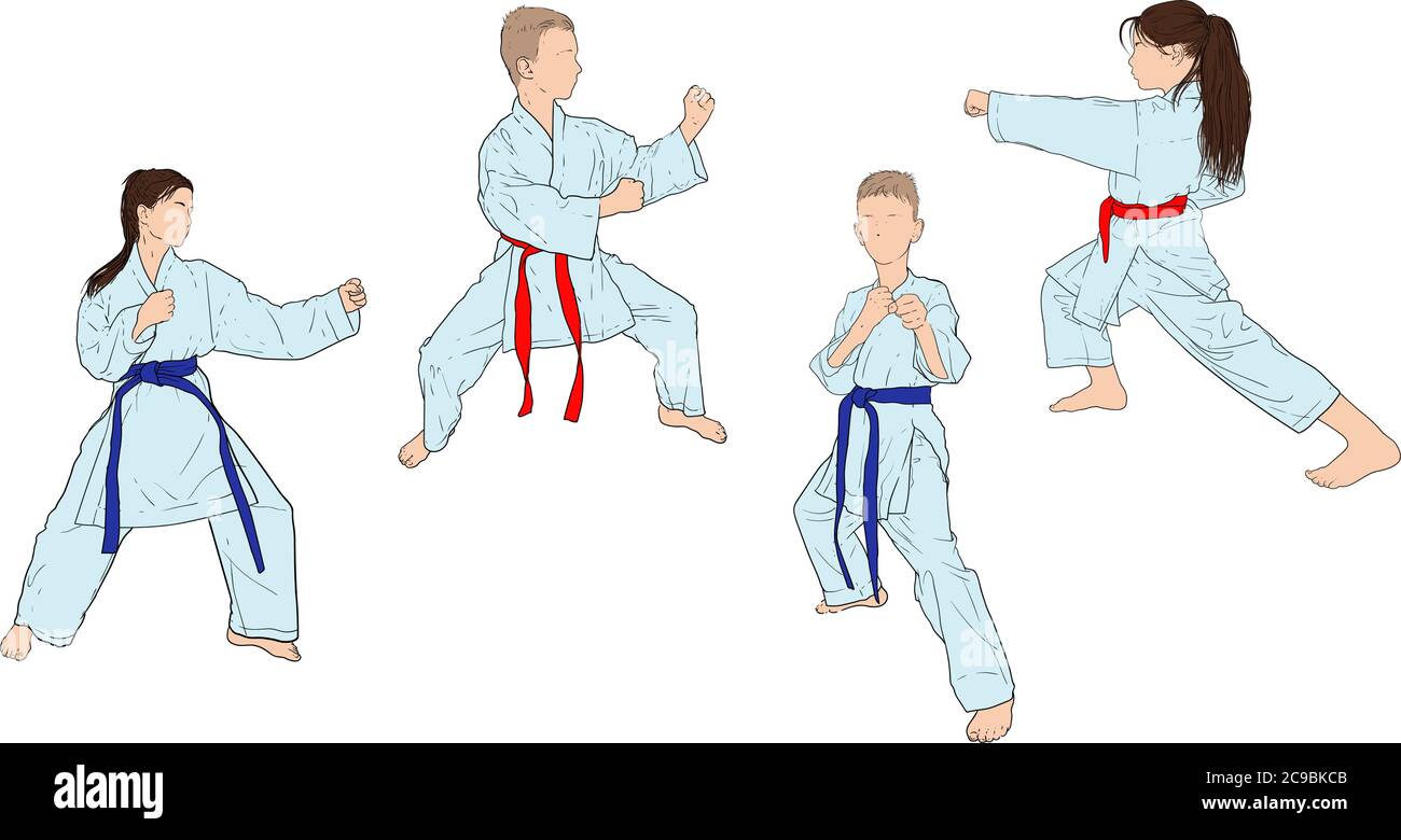 Karate several positions Stock Vector