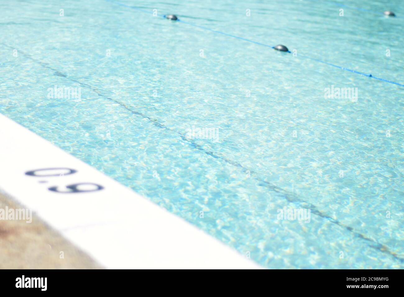 Lido, outdoor pool with lane ropes on a sunny day Stock Photo