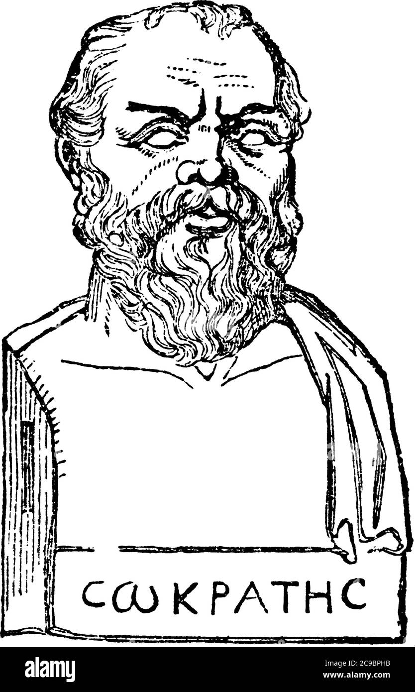 This philosopher was born in the year 468 B.C., in the immediate neighbourhood of Athens. His father, Sophroniscus, was a sculptor, and Socrates was b Stock Vector