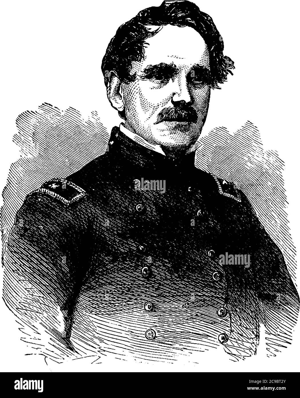 General James Shields the brigadier general of volunteers in 1861, vintage line drawing or engraving illustration. Stock Vector