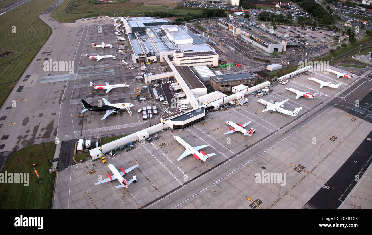 Aberdeen International Airport Loganair aircraft Stock Photo